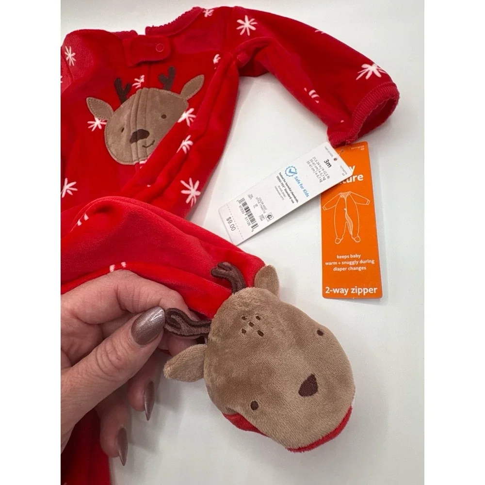 NEW infant baby girl size 3 months Carter super soft onesie pajamas.